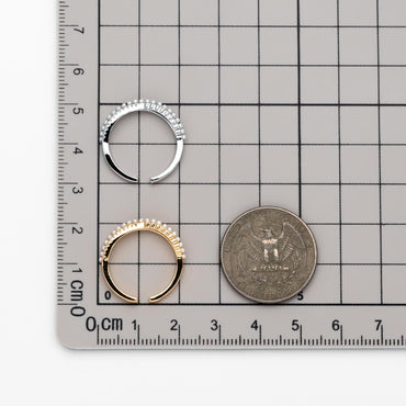 4pcs CZ Pave Finger Ring, Faux Pearl Ring, Gold/ Rhodium plated Brass, Gift for Her, Dainty Ring, Adjustable Ring (#JZ-016)