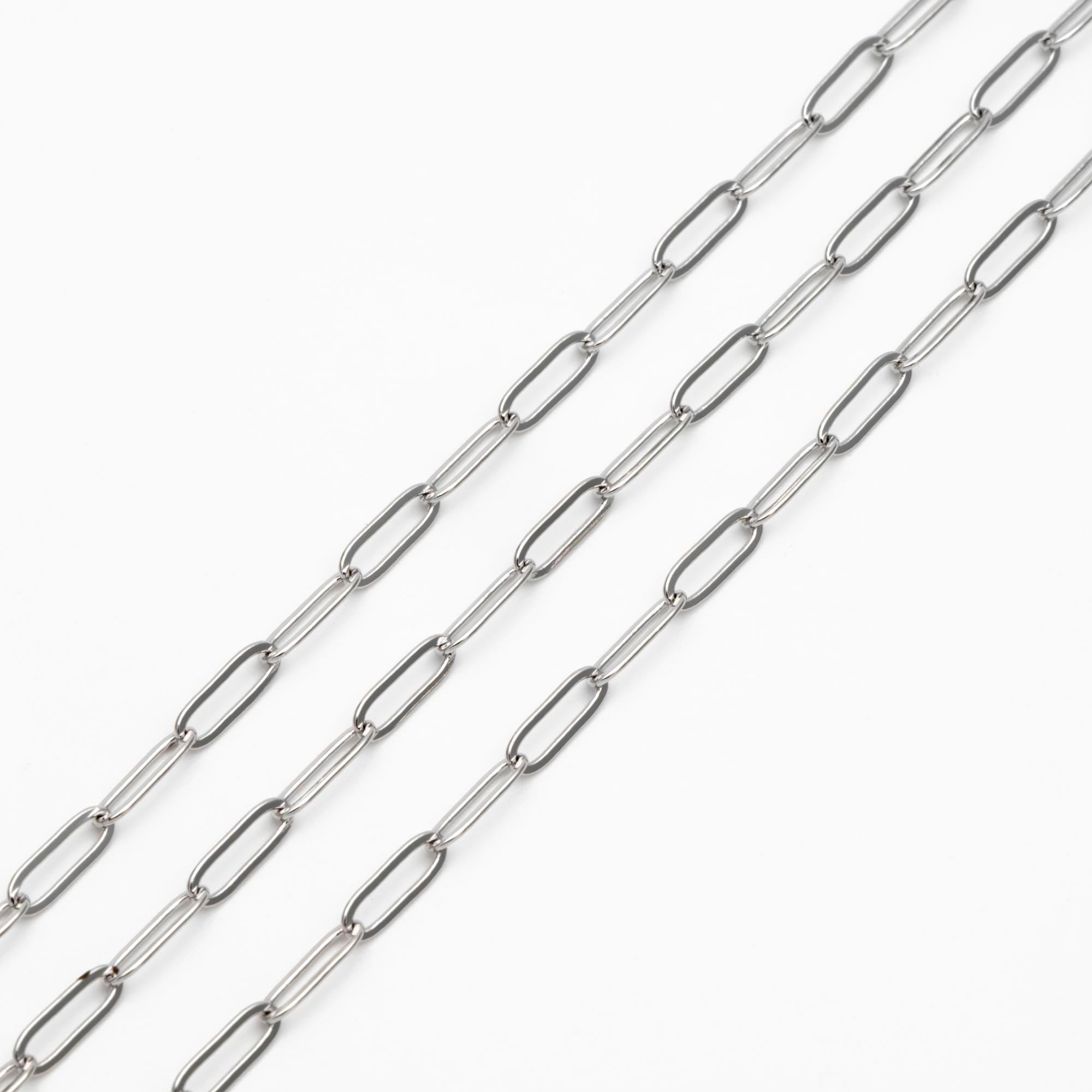 Paperclip Chain Chain, Gold/ Rhodium (silver)/ Rose Gold, Oval Link 3.2x9mm, Long Cable Chain (#LK-272)/ 1 Meter=3.3ft