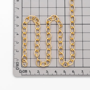 Gold/ Rhodium plated Brass Oval Chains, Link Size 6.3x9mm, Cable Chain Findings Wholesale (#LK-331)/ 1 Meter=3.3 ft
