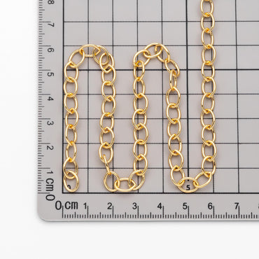 Gold/ Rhodium plated Brass Oval Chains, Link Size 6.3x9mm, Cable Chain Findings Wholesale (#LK-331)/ 1 Meter=3.3 ft