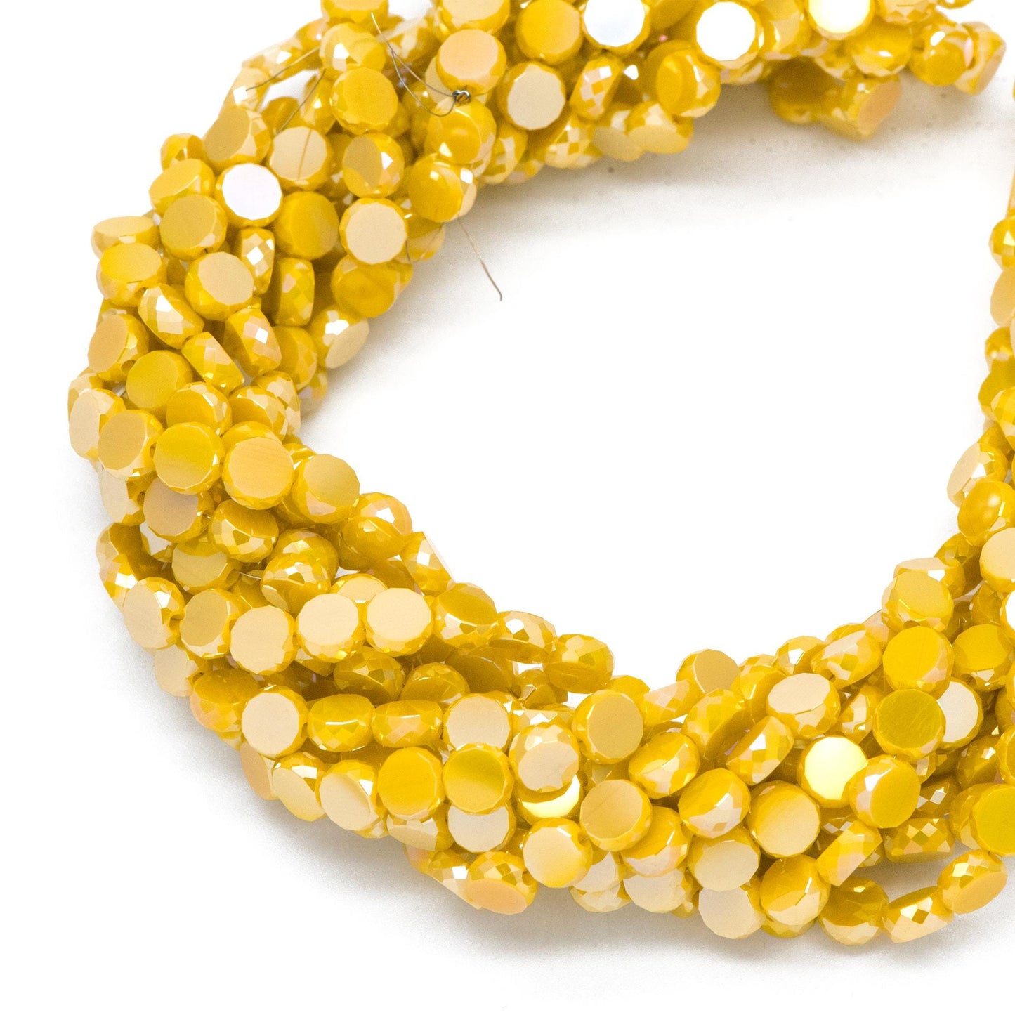 95pcs Faceted Coin Glass Beads, Crystal Round Button Beads 6mm, (TS-104)