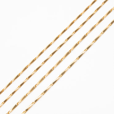 Gold plated Brass Bar Chain 1.2/ 1.3mm Thin, Color Not Easily Tarnish, Lead Nickel Free (#LK-167)/ 1 Meter=3.3 ft