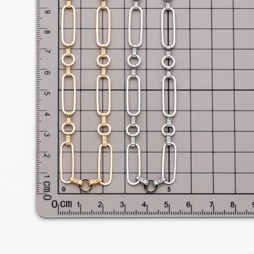 Long Oval Chains 6mm, 18K Gold plated Brass, Geometric Chain Findings Wholesale (#LK-435)/ 1 Meter=3.3 ft
