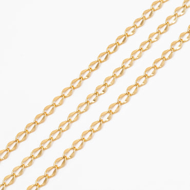 Gold plated Brass Curb Chains 3mm, DIY Necklace Findings Wholesale (#LK-277)/ 1 Meter=3.3 ft
