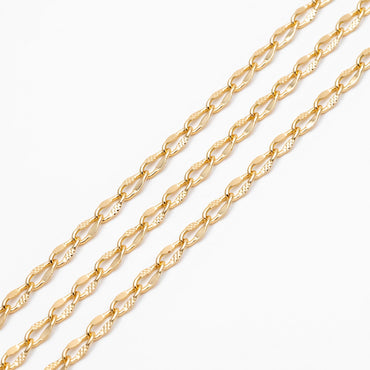 Gold plated Brass Chains 3mm, Oval Link Chain Findings Wholesale (#LK-283)/ 1 Meter=3.3 ft