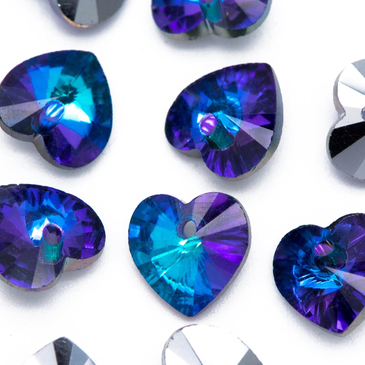 20pcs Crystal Faceted Heart Beads 8mm, Sparkly Glass Heart Charms, (TS-108)