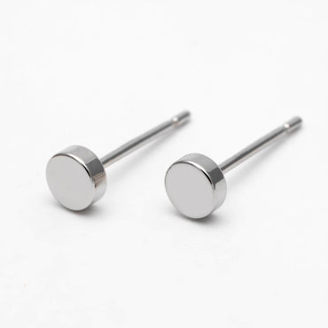 10pcs Gold/ Silver Round Stud Earring 4mm, Minimalist Round Coin Ear Posts (GB-3317)