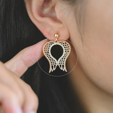 4pcs CZ Pave Gold Angel Wing Charm, Gold plated Brass, Dainty Wing Pendants (GB-2087)