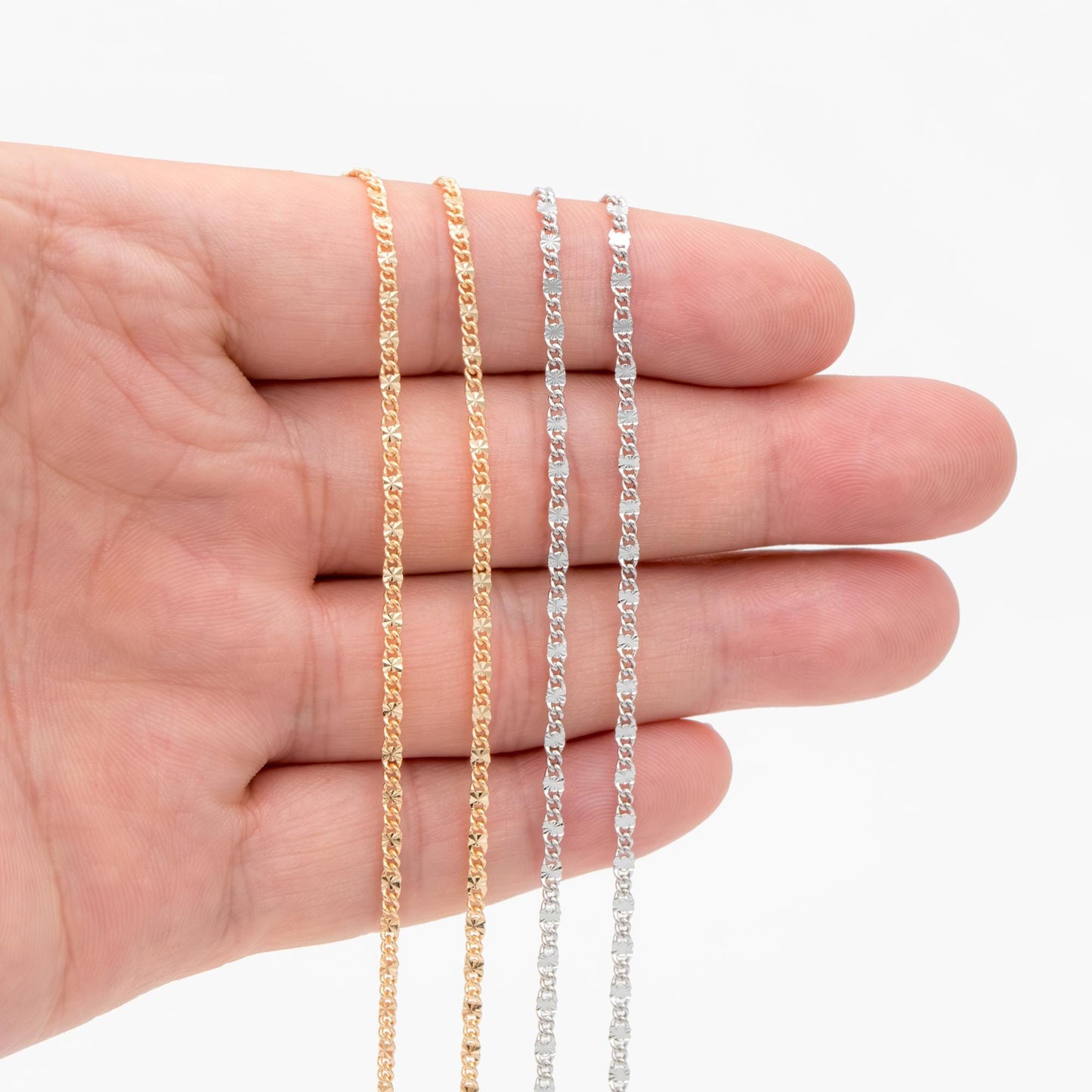 Gold/ Silver Flat Chain, 18K Gold/ Rhodium plated Chain Bulk, Gold Chain Wholesale (#LK-328)/ 1 Meter=3.3 ft