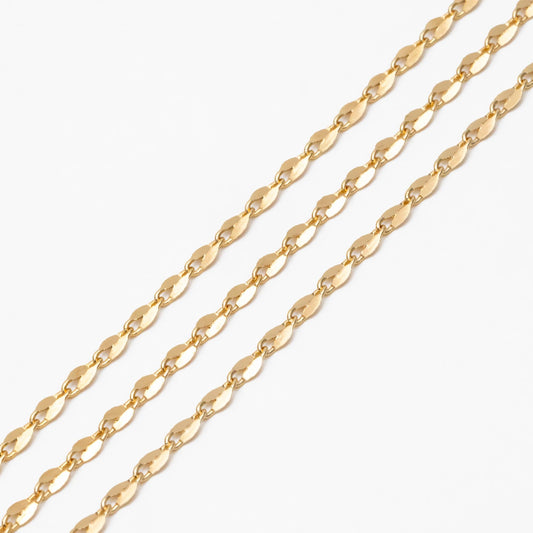 Gold/ Rhodium plated Brass Double Bar Linked Chains 2mm, Color Color Not Easily Tarnish (#LK-178)/ 1 Meter=3.3 ft