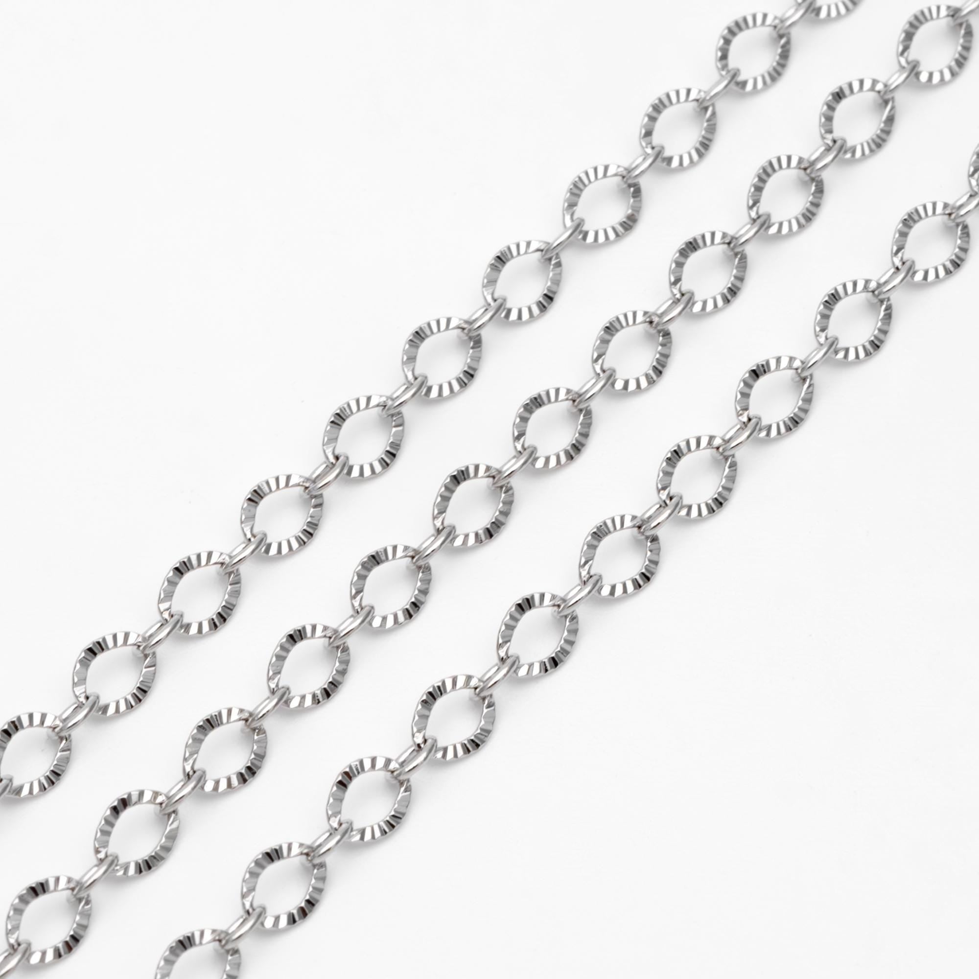 Gold/ Silver tone Flat Oval Cable Chains 4mm, 18K Gold/ Rhodium plated on Brass, Craft DIY Jewelry Chain Wholesale (#LK-238)/ 1 Meter=3.3 ft