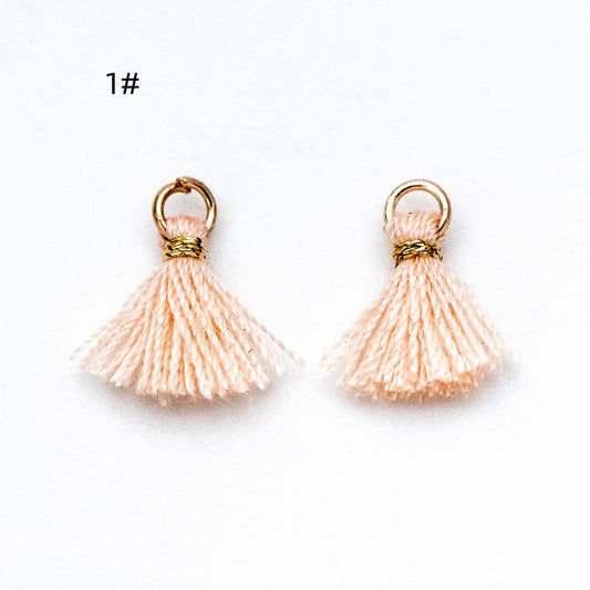 10pcs Cotton Tassel Charm Pendants 14mm, Grey (FB-031-5)