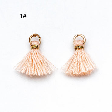 10pcs Cotton Tassel Charm Pendants 14mm, Grey (FB-031-5)