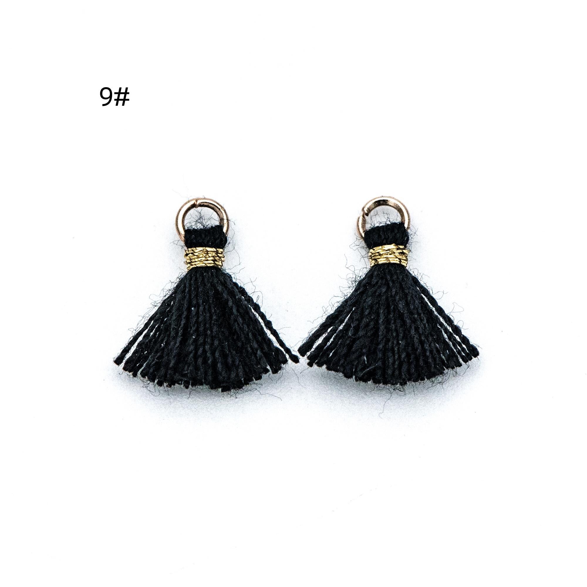 10pcs Cotton Tassel Charm Pendants 14mm, Grey (FB-031-5)