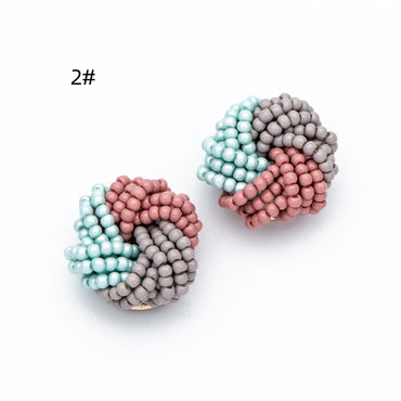 4pcs Glass Seed Beads Cluster 19x9mm, Handmade Beaded Flower Cabochons, Faux Pearl(FB-053)
