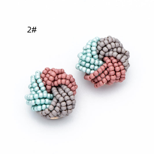 4pcs Glass Seed Beads Cluster 19x9mm, Handmade Beaded Flower Cabochons, Faux Pearl(FB-053)