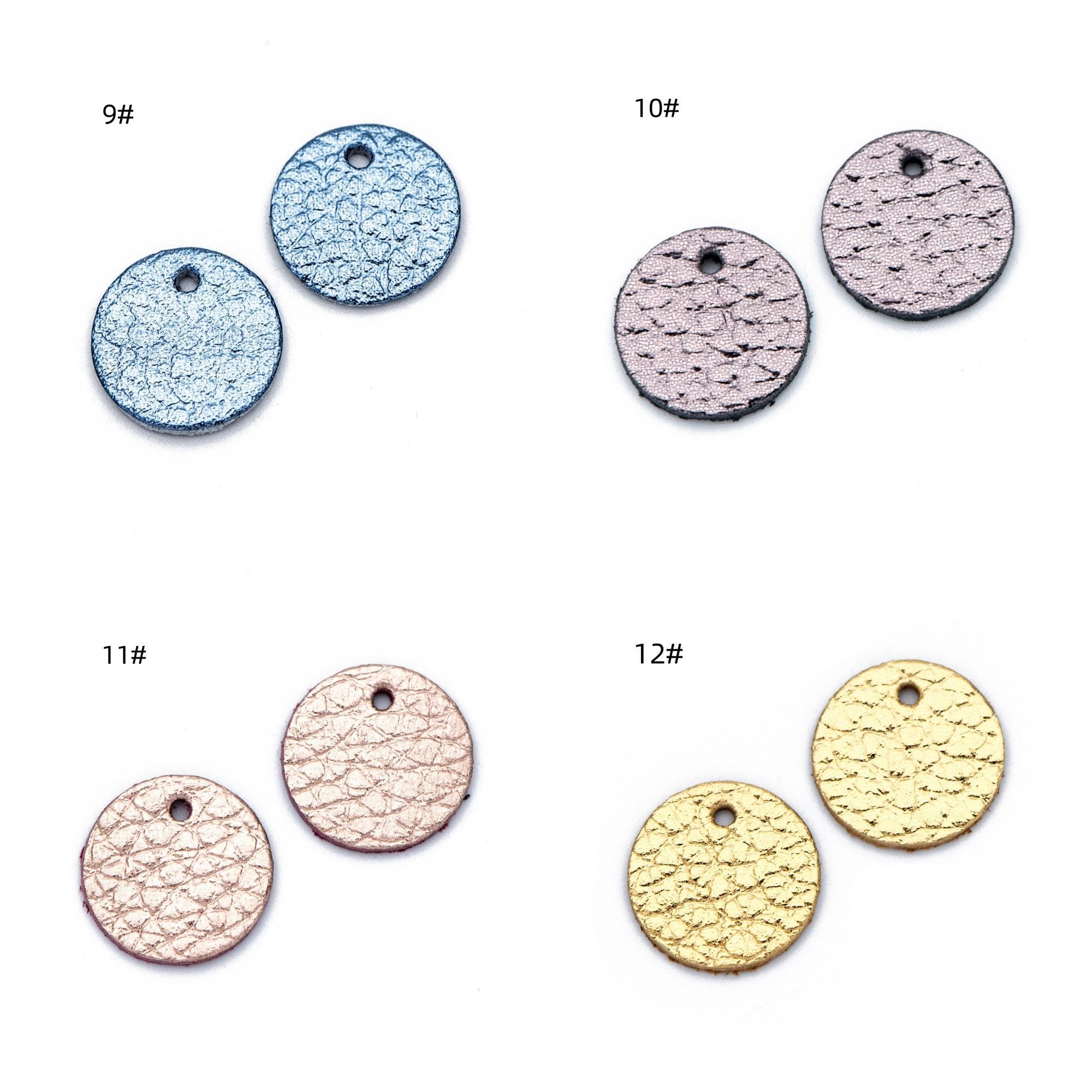 10pcs Genuine Leather Round Charms 15mm, Flat Coin Disc Geometric Pendants, DIY Components for Earrings, (FB-062)