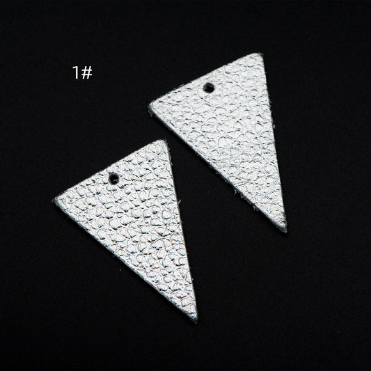 10pcs Triangle Leather Charms 35mm, Genuine Leather Geometric Pendants, (FB-064)