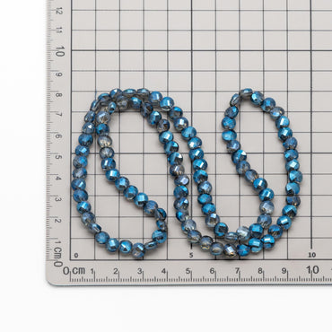 95pcs Faceted Coin Glass Beads, Crystal Round Button Beads 6mm, (TS-98)