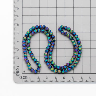 Matte Glass Faceted Round Beads 4mm, Frosted Crystal Ball Spacer Beads, (TS-100)/ 85 beads