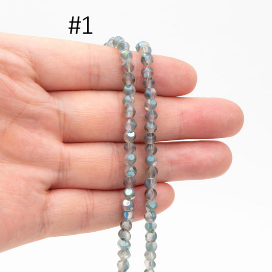 Matte Glass Faceted Round Beads 4mm, Frosted Crystal Ball Spacer Beads, (TS-100)/ 85 beads