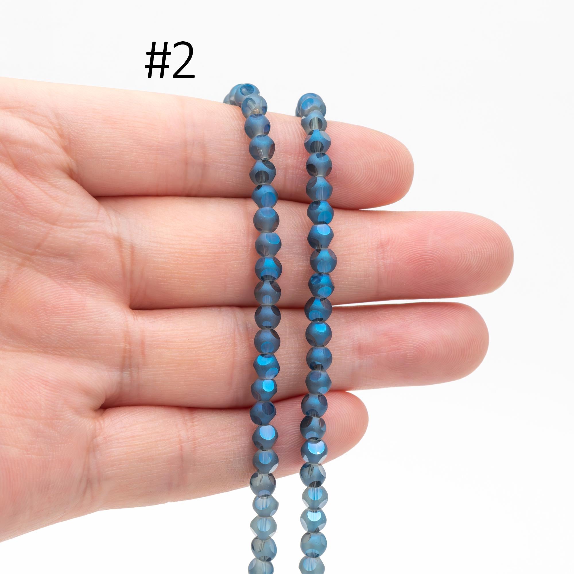 Matte Glass Faceted Round Beads 4mm, Frosted Crystal Ball Spacer Beads, (TS-100)/ 85 beads