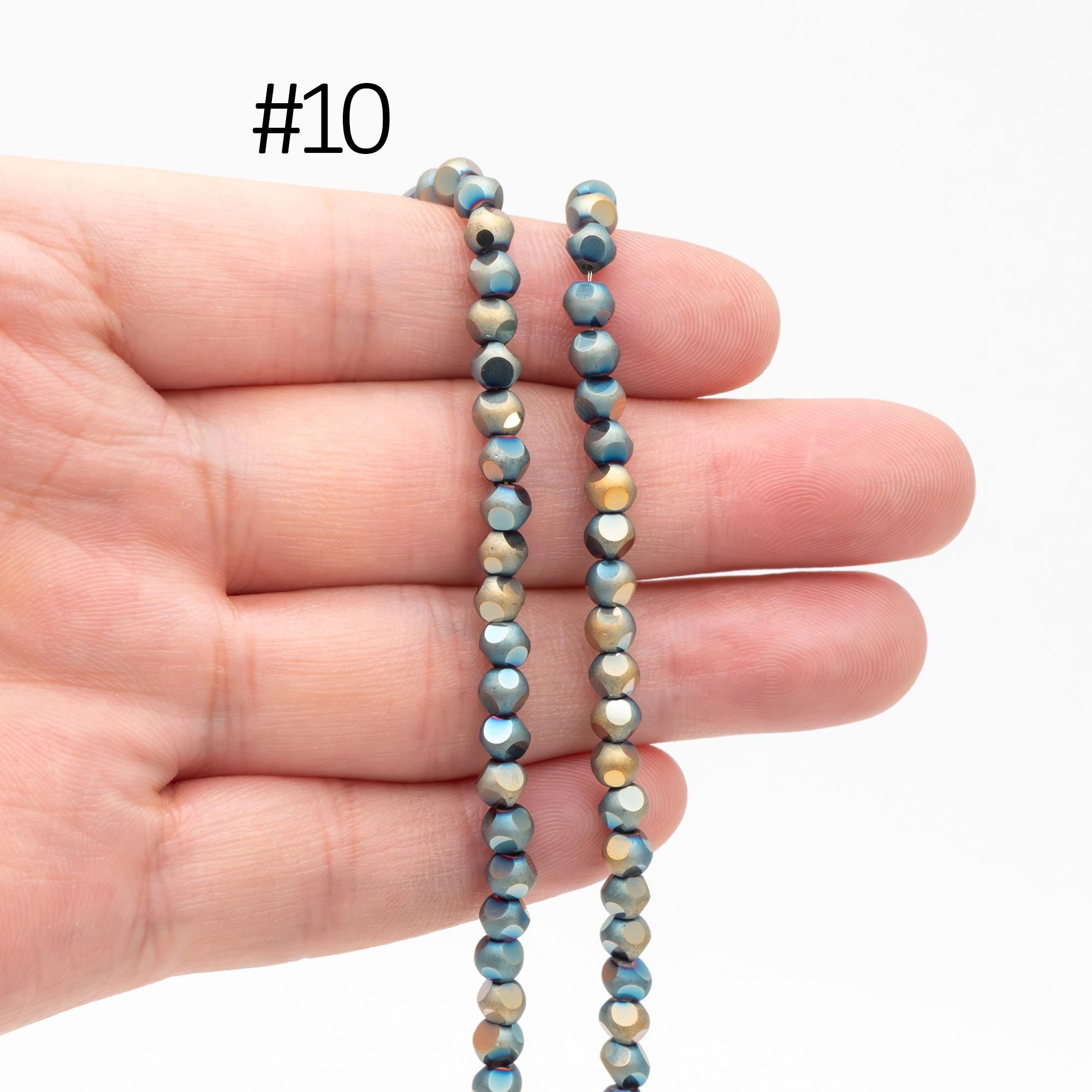 Matte Glass Faceted Round Beads 4mm, Frosted Crystal Ball Spacer Beads, (TS-100)/ 85 beads