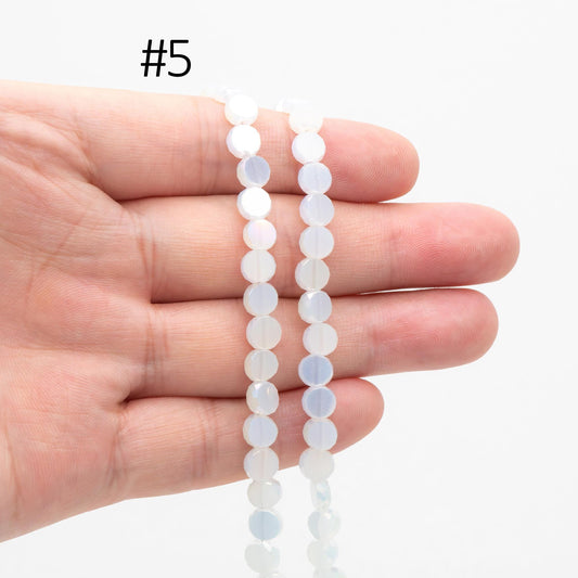 95pcs Faceted Coin Glass Beads, Crystal Round Button Beads 6mm, (TS-104)