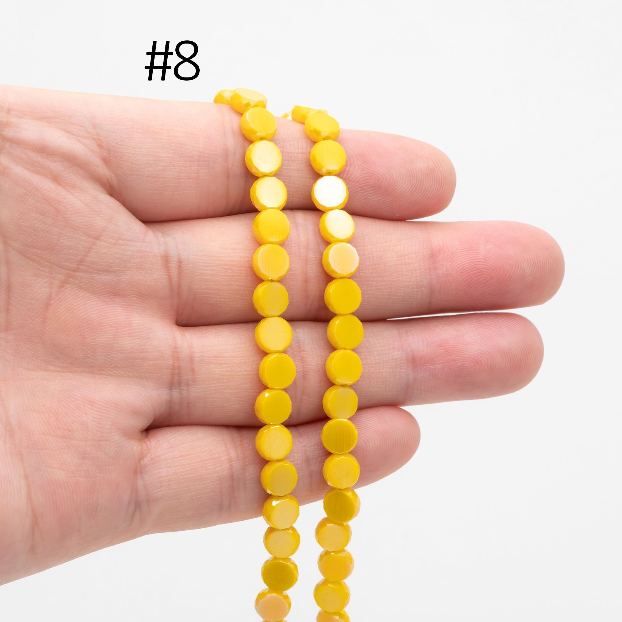 95pcs Faceted Coin Glass Beads, Crystal Round Button Beads 6mm, (TS-104)