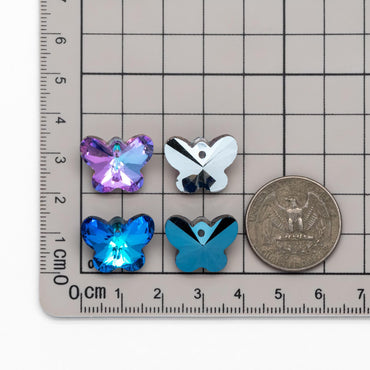 20pcs Crystal Faceted Butterfly Beads 18mm, Glass Butterfly Charm Pendants, (TS-105)