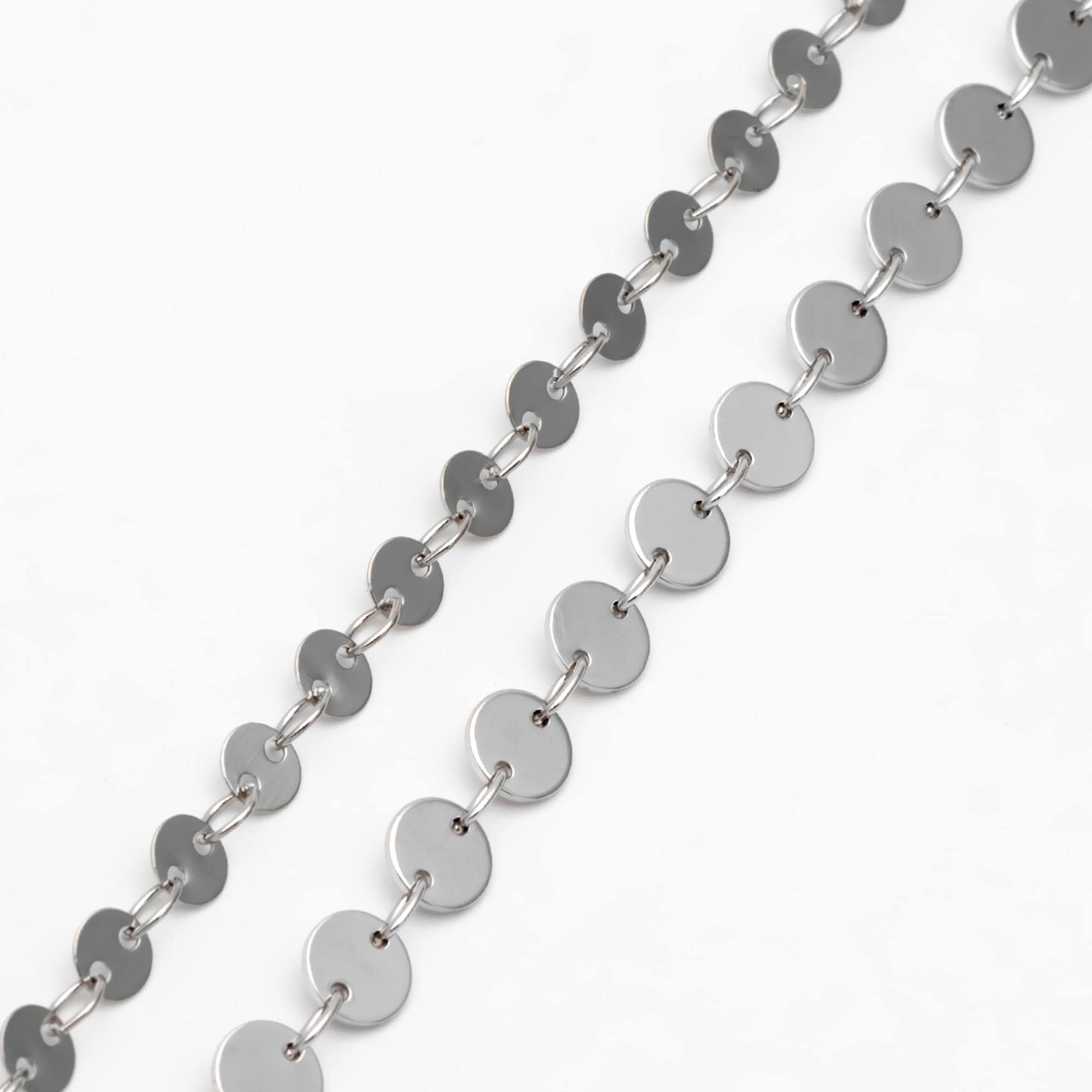 Gold/ Silver tone Round Disc Chains 4mm/ 5mm, Handmade Disk Geometric Chain (#LK-154)/ 1 Meter=3.3 feet