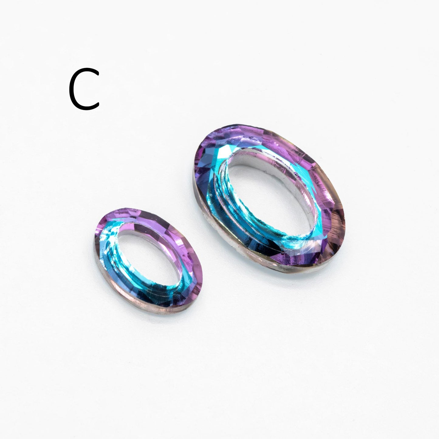 10pcs Faceted Crystal Crystal Oval Cosmic Ring (#TS-118)