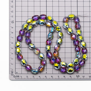 Frosted Oval Crystal Glass Faceted beads 12mm Clear (TS-01)/ 68pcs