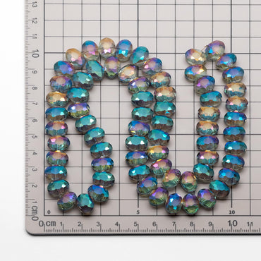 Frosted Oval Crystal Glass Faceted beads 12mm Clear (TS-55)/ 68pcs