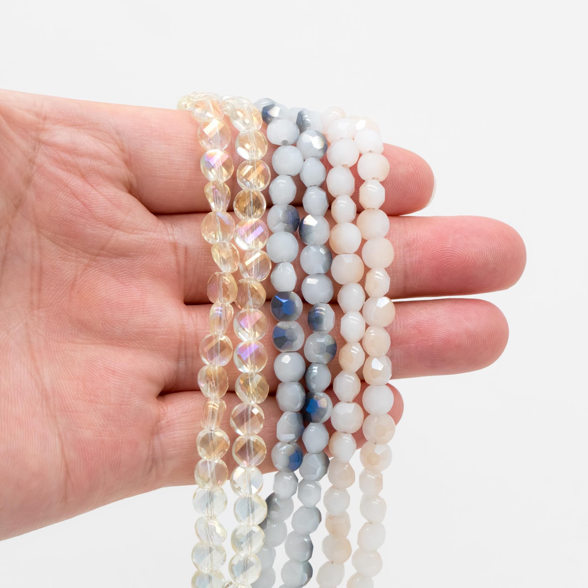 Coin Crystal Glass Faceted Beads 6mm (TS-62)/ 19" strand