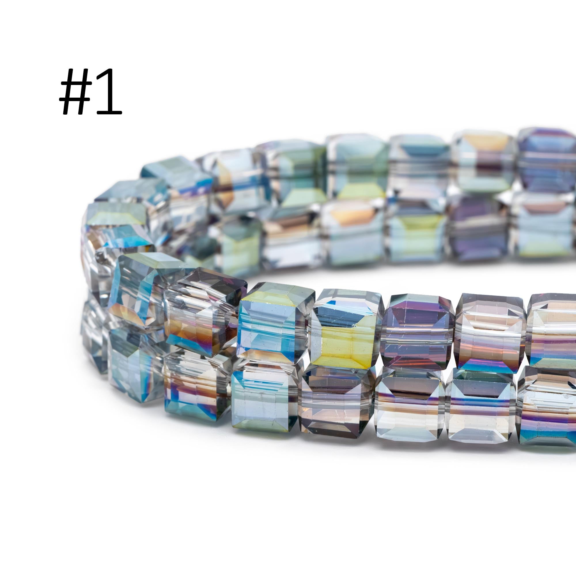 95pcs Cube Glass Crystal Faceted Beads 8mm, (#FZ-08)