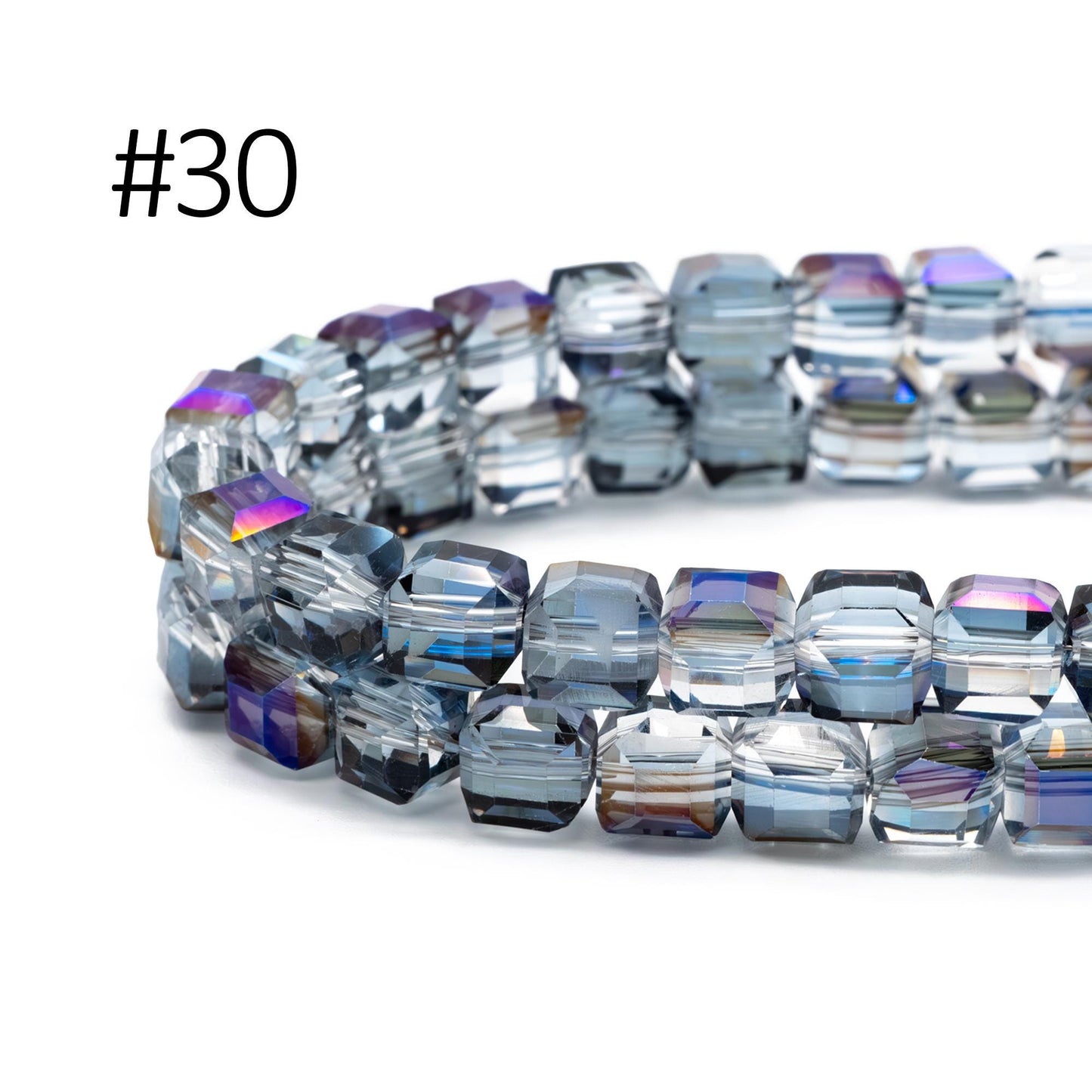 95pcs Cube Glass Crystal Faceted Beads 8mm, (#FZ-08)