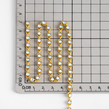 Gold/ Silver Tone Evil Eye Chain, Gold/ Silver plated Brass (#LK-607)/ 1 Meter=3.3 ft