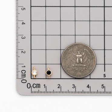 10pcs CZ Pave Round Coin Connectors 4x8mm, Real Gold plated Brass, Mini Geometric Charm Pendants (GB-2850-A)