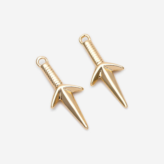 10pcs Gold/ Silver Shuriken Charm, Dirk Charm, Weapon Charm, Sword Charm, Dagger Charm (GB-2185-C)
