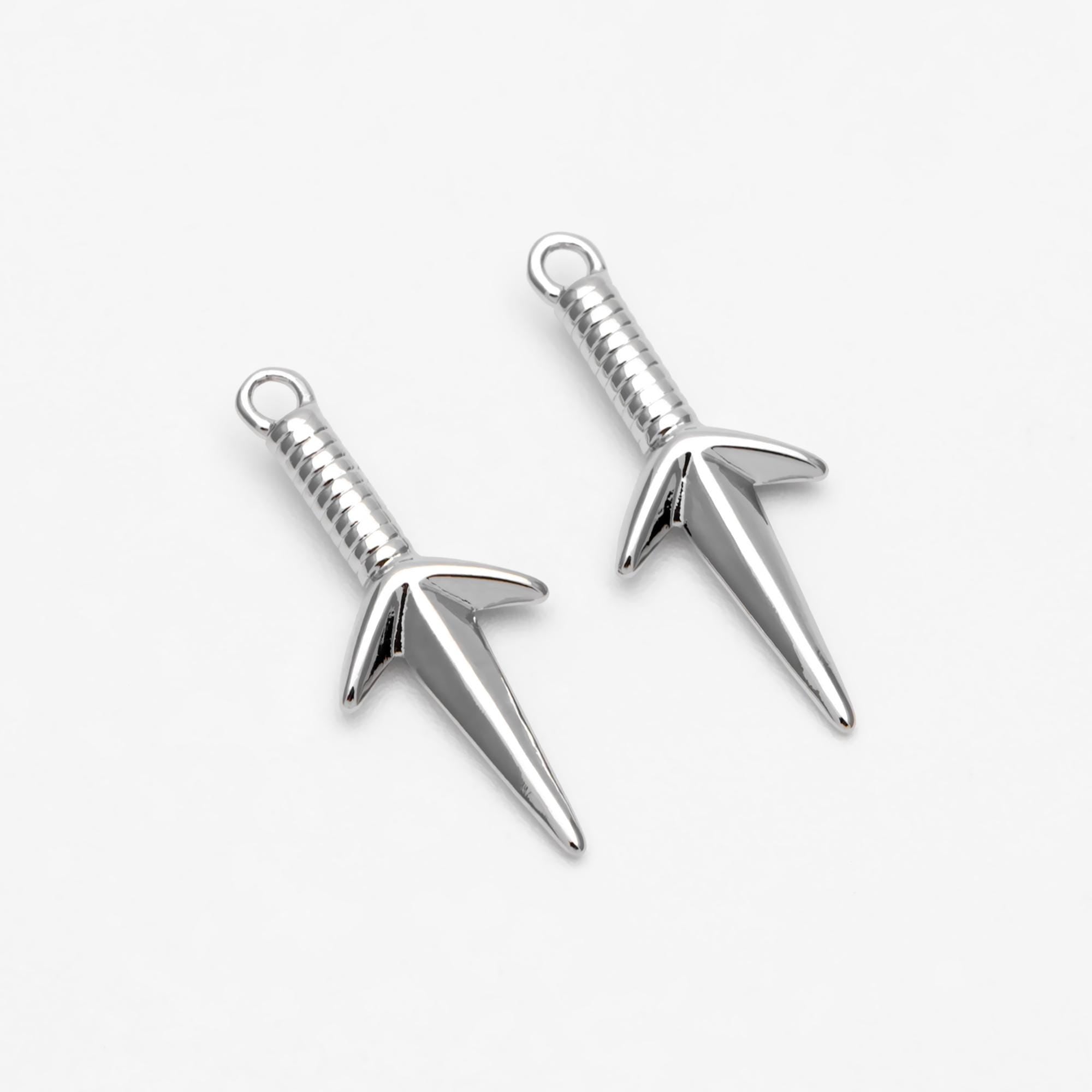10pcs Gold/ Silver Shuriken Charm, Dirk Charm, Weapon Charm, Sword Charm, Dagger Charm (GB-2185-C)