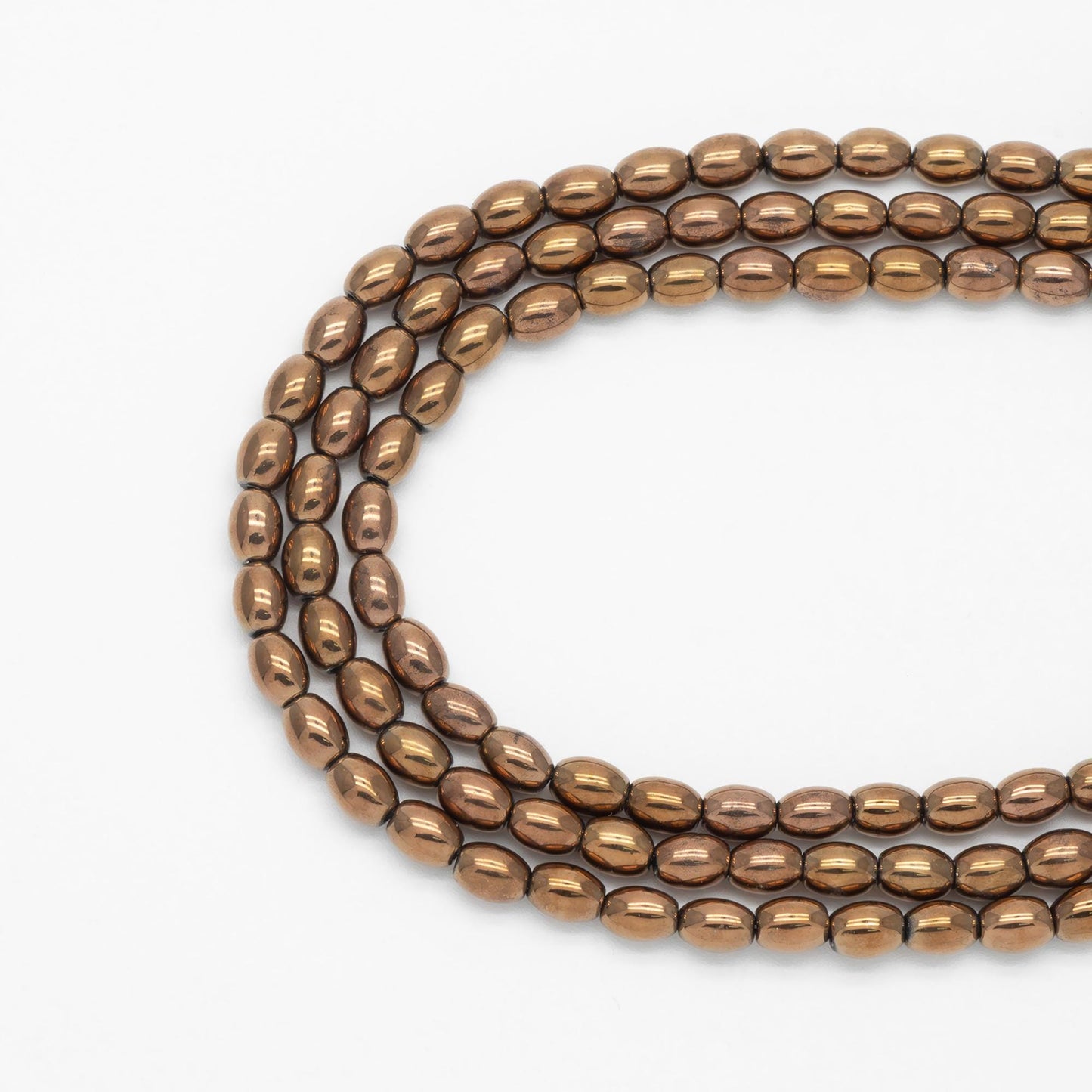 50pcs Smooth Rice Glass Beads 4x6mm, Copper - (GM-008)