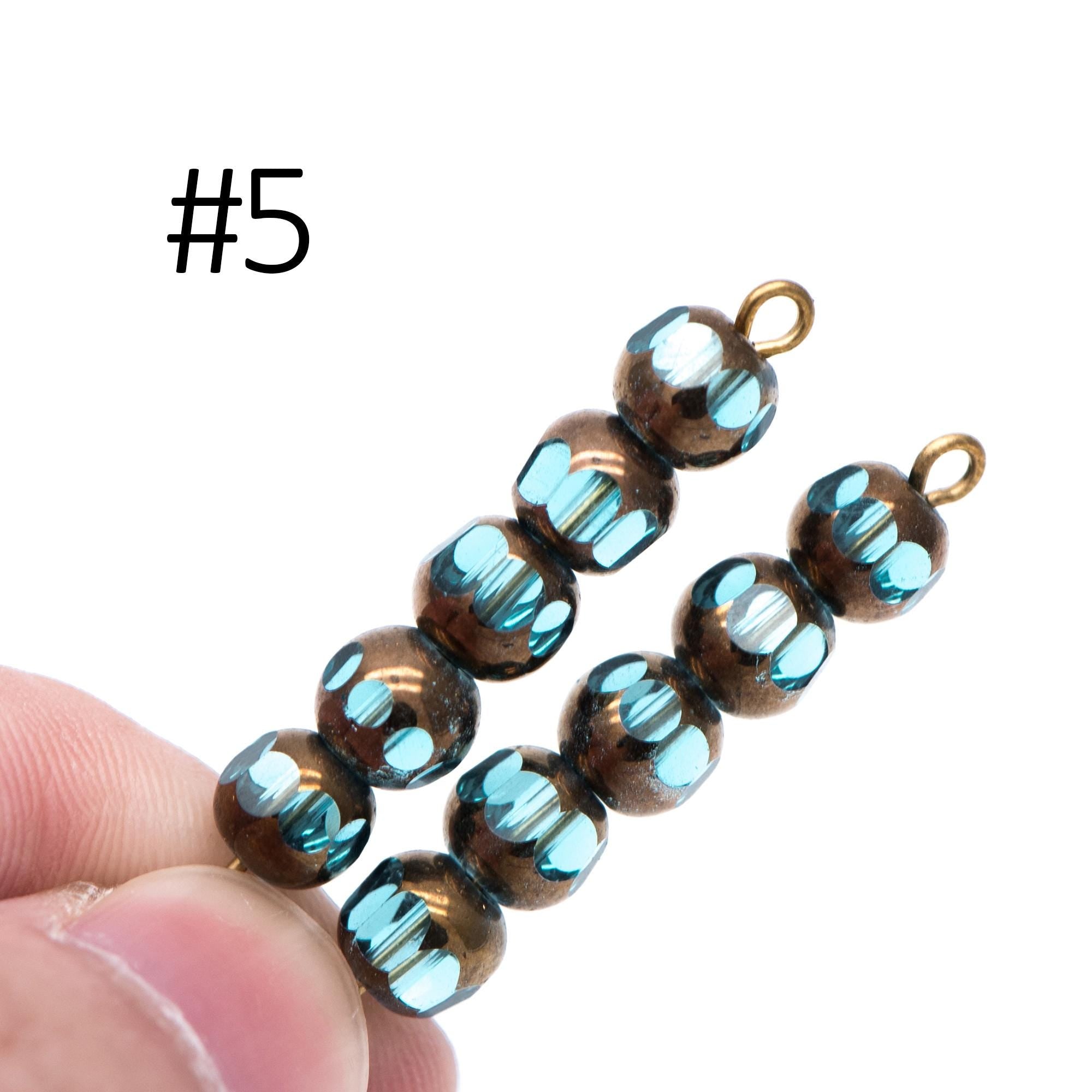 Faceted Round Glass beads 6mm, Metallic Brass Multi Colors, (GM-017)/ 50 beads