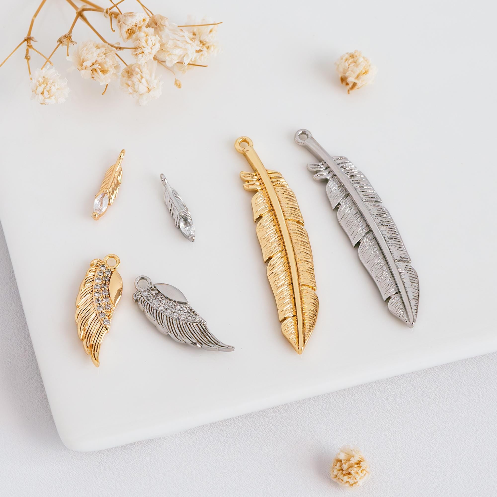 4pcs Gold/ Silver Tone Wing Charms , Real 18K Gold/ Rhodium plated Brass Wing Pendants , Color Not Easily Tarnish (GB-383)