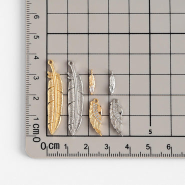 4pcs Gold/ Silver Tone Wing Charms , Real 18K Gold/ Rhodium plated Brass Wing Pendants , Color Not Easily Tarnish (GB-383)