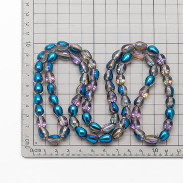 Smooth Teardrop Glass beads 11x8mm, Sparkly Multi Colors, Top Drilled (GM-024)/ 70 beads