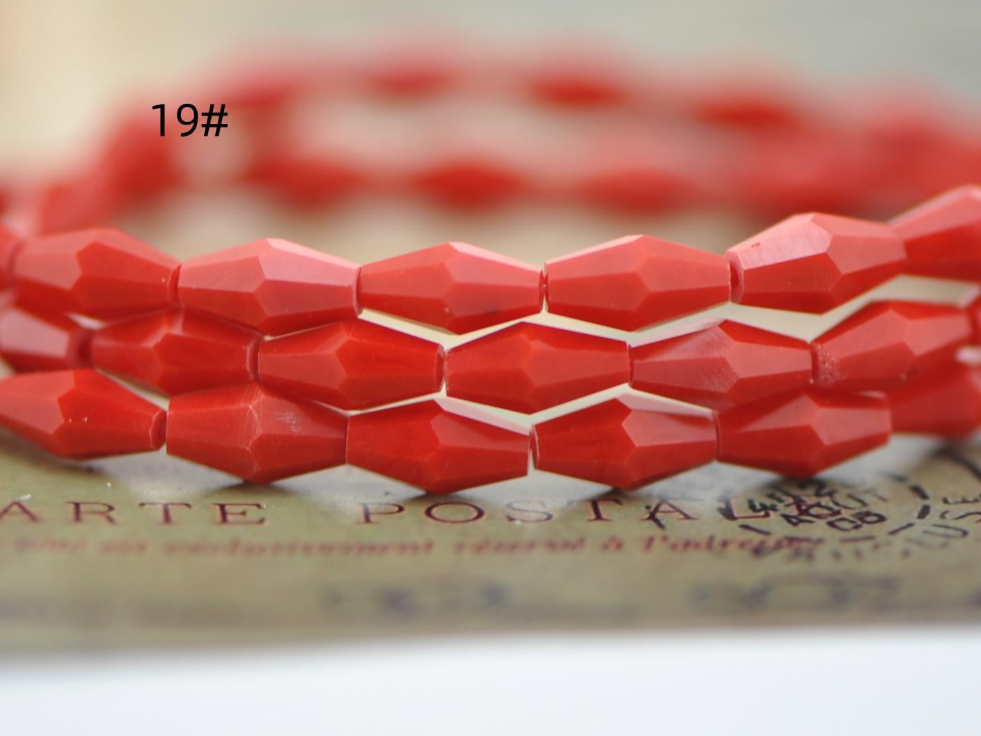 Rice Oval Faceted Crystal Glass beads 4x8mm Long Bicone Beads-(SG-04)/ 70pcs