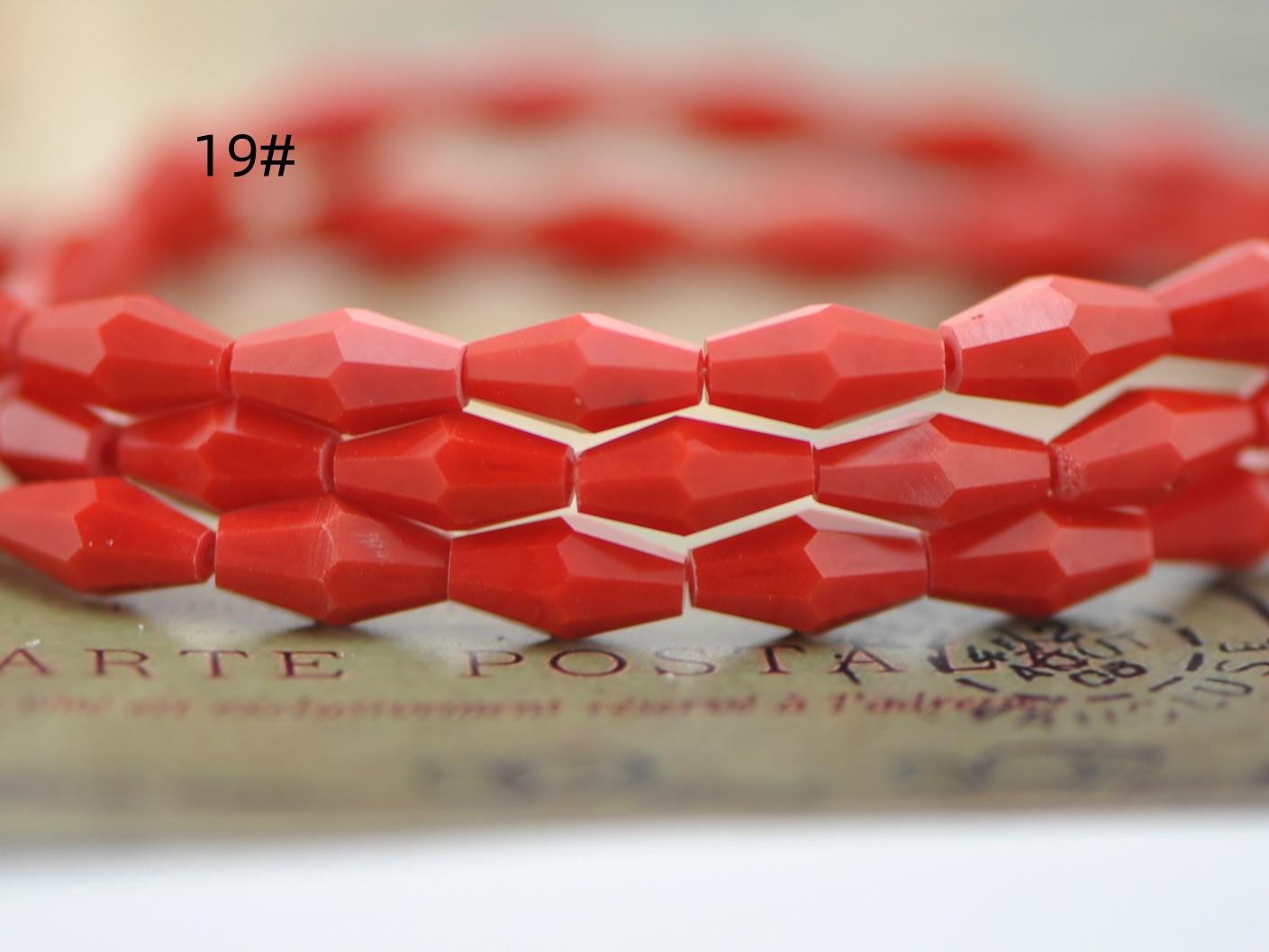 Rice Oval Faceted Crystal Glass beads 4x8mm Long Bicone Beads-(SG-04)/ 70pcs