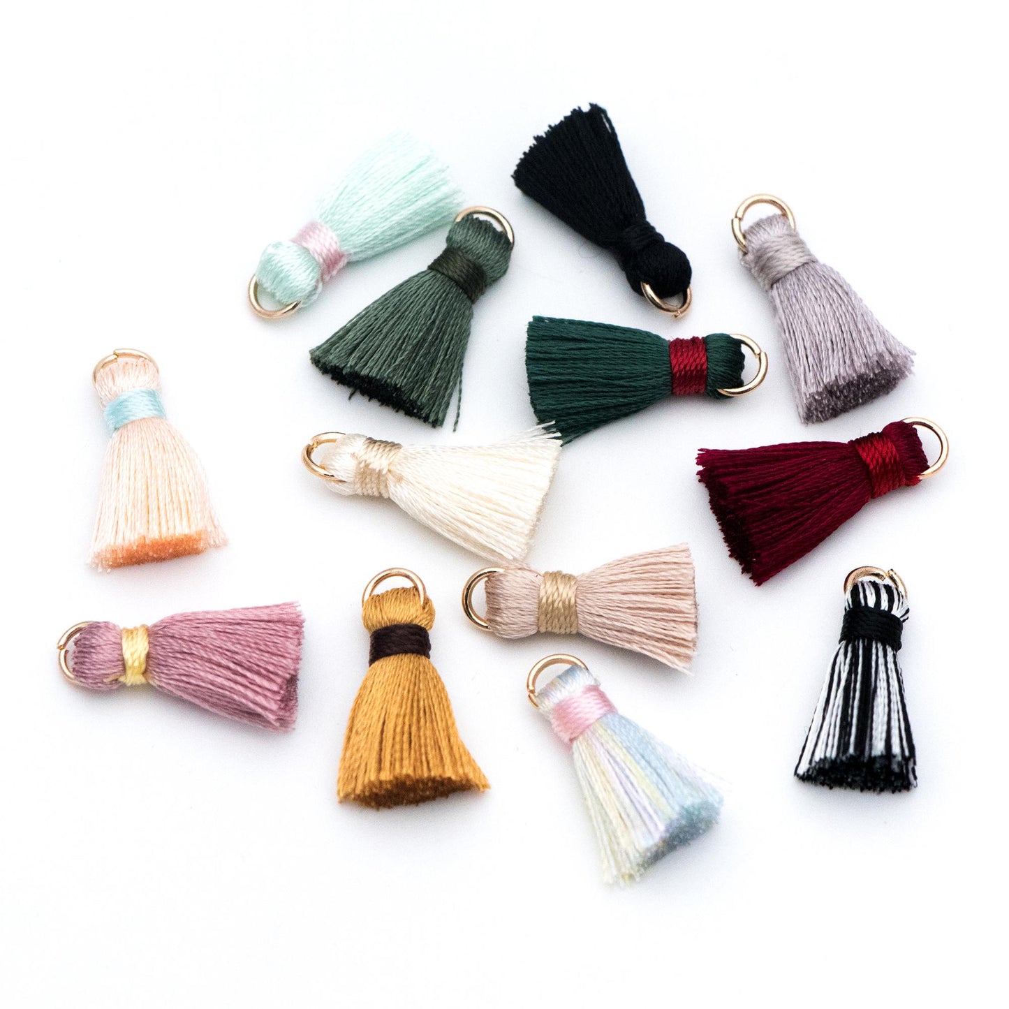 10pcs Silk Tassels, Silky Tassels Wholesale, 24mm Small Tassel Charms, (FB-032)