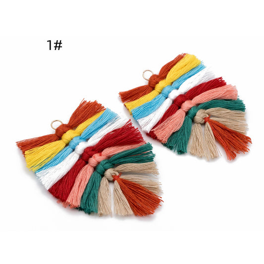 4pcs Tiered Cotton Tassels 100mm, 10 Layers Large Tassel Charms, Tassel Pendants (FB-049)